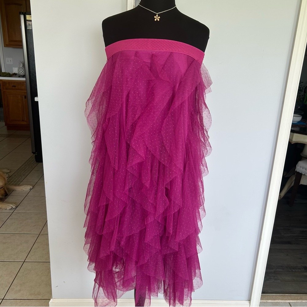 Elegant Pink Ruffled Skirt/Dress
